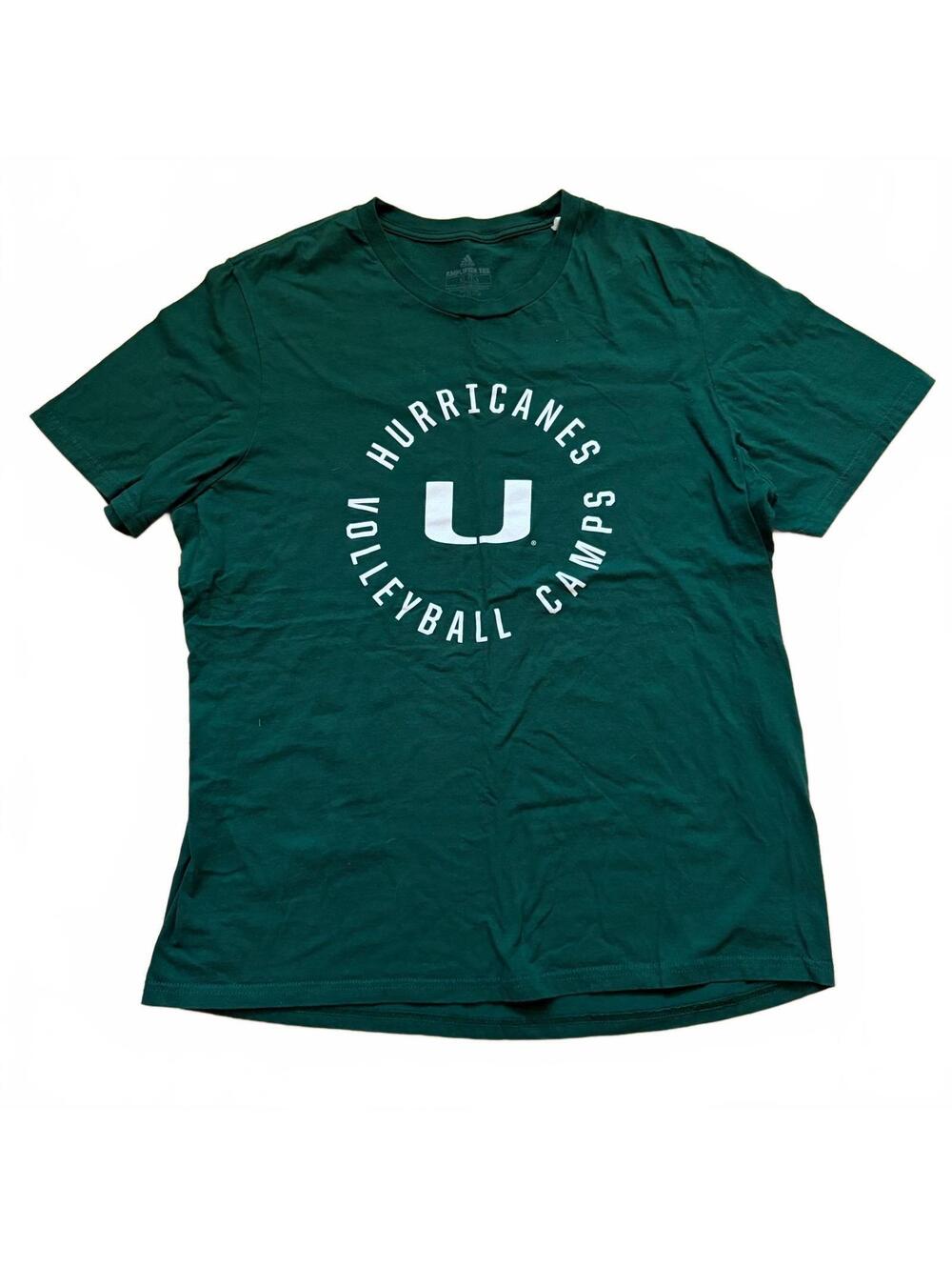 Miami Hurricanes Volleyball Camp T-Shirt Adidas UMiami Canes Green Women Size XL